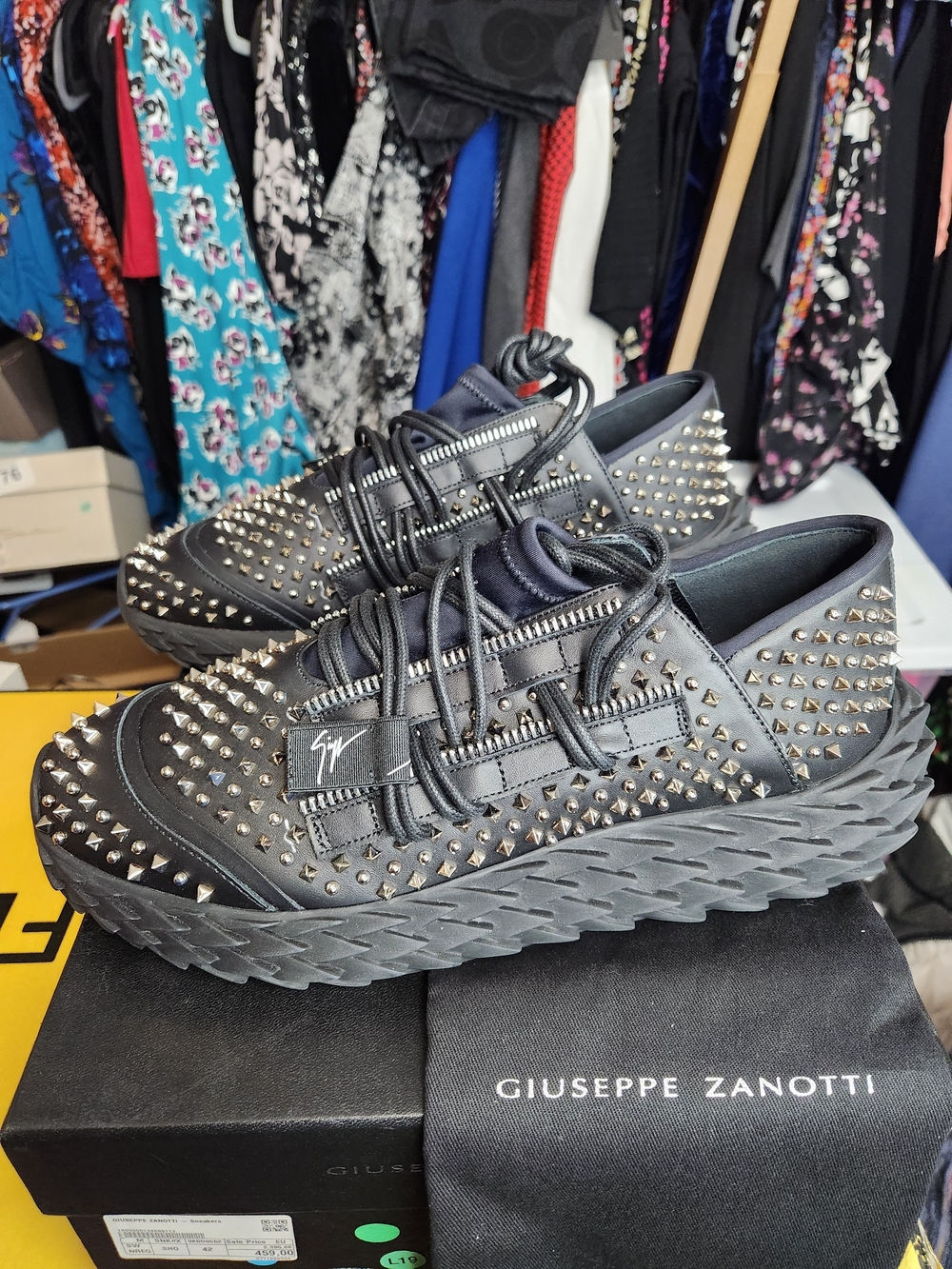 Giuseppe Zanotti Black Studded Platform Low-Top Sneakers